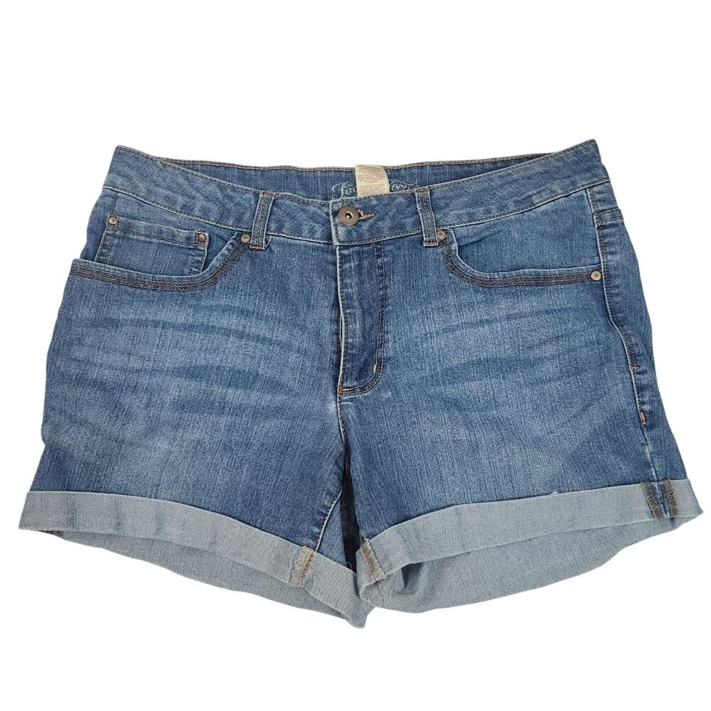 Faded Glory Folded-Hem Denim Shorts Size 16 Womens 5-Pocket Design